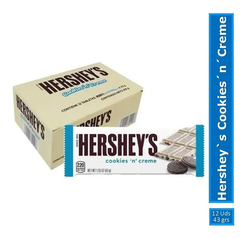 Chocolatina Hersheys 43gr X 12 Color Cookies And Creme