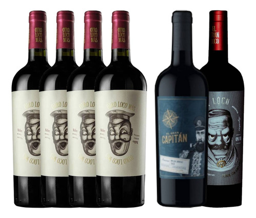 Vino Otro Loco Más Malbec X4 + Gran Capitán + Gran Loco