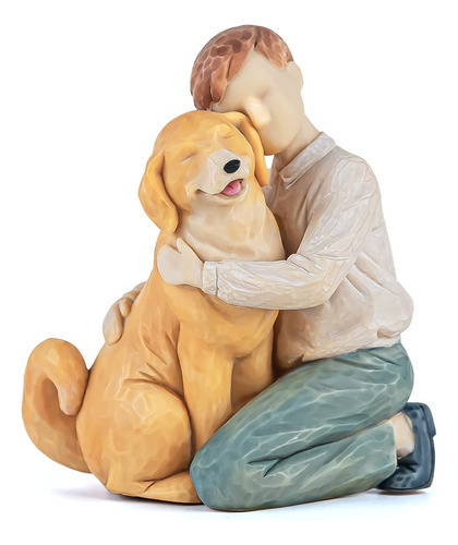 Aidlns Boy And Dog Statue Figurine - Golden Retriever Friend