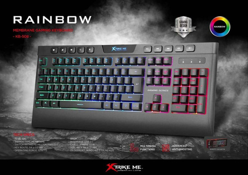 Imagen 3 de 3 de Teclado Gamer Xtrikeme Kb-508 114 Teclas Luces Rainbow