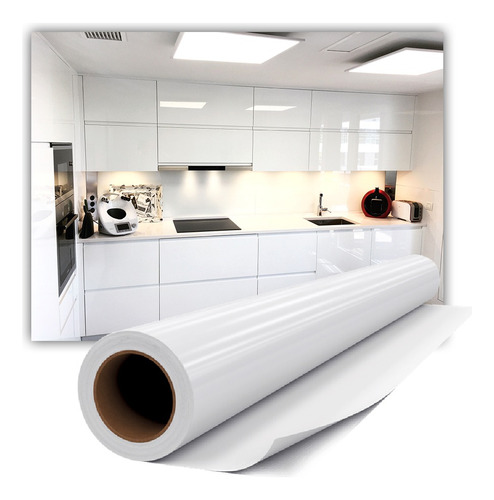 Vinilo Blanco Brillante Decoración Mesada Cocina  1.26m X 1m