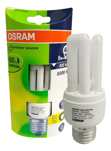 Lámpara De Bajo Consumo 8w Osram Duluxstar Luz Calida E27 Luz Blanco Cálido