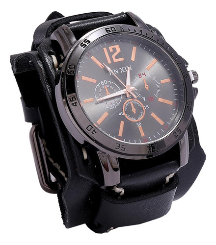 Reloj De Pulsera Para Hombre, Reloj De Cuero, Correa Ancha,