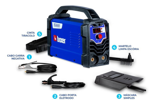 Máquina de solda inverter Boxer Flama 161 BV azul e preta 110V/220V