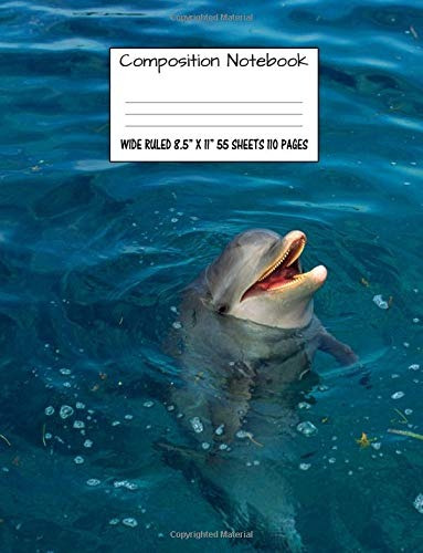 Composition Notebook Wide Ruled Dolphin Water Cute Compositi