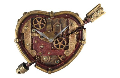 Steampunk Reloj De Pared Corazón Traspasado De Cupido Gearwo