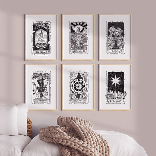 Imagen 2 de 5 de Cuadro Carta De Tarot Ilustración El Mundo 20x30cm