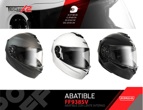 Casco Abatible Motocicleta Certificado Lente Interno 938sv