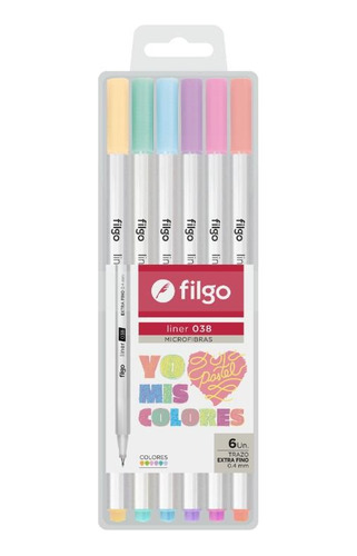 Microfibras Pastel Filgo Liner 038 0.4 Mm X 6 Colores