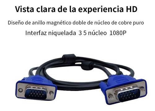 Imagen 2 de 7 de Cable De Monitor Vga A Vga De 1.5 Metros Para Laptop O Pc