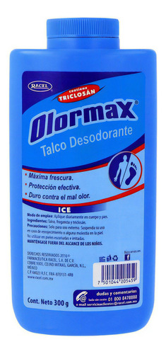 Talco Desodorante Olormax Ice Frasco Con 300 G