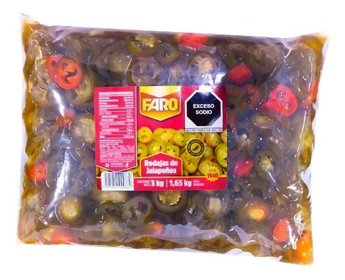 Chile Jalapeño Rodajas Faro 3 Kilos Bolsa Mayoreo