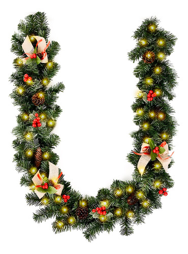 2.7m Guirnalda Artificial Navidad Luz Artículos Decoración