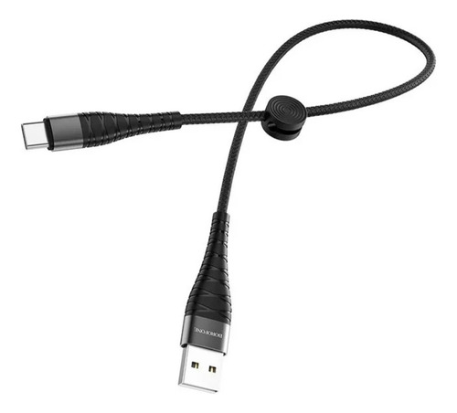 Cable De Carga Para iPhone Micro Tipo-c 0.25 M De Silicona Color Negro-micro