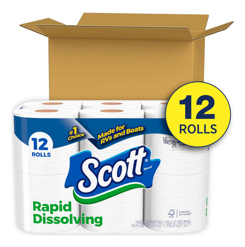 Papel Higiênico Scott Rapid-dissolving 12 Double Rolls