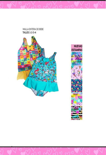 Imagen 3 de 5 de Malla Entera Bebe Con Volado Estampada Cherry 551