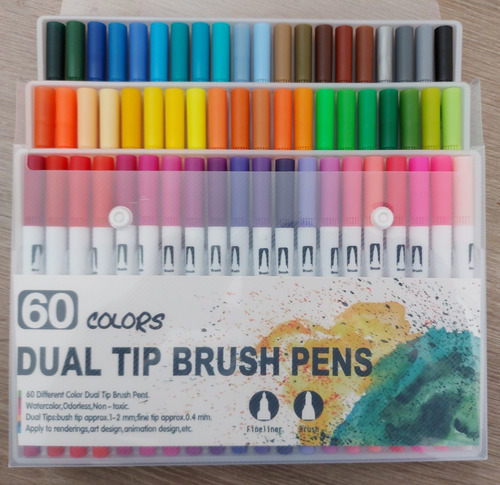 Lettering 60 Colores Dual Tip Brush Pens 