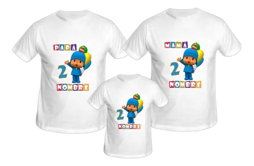 Kit 3 Playeras Pocoyo Cumpleaños Personalizadas #v17