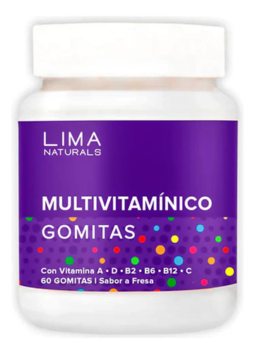 Gomitas Multivitamínico Sabor Fresa Lima Naturals 60 Unidade