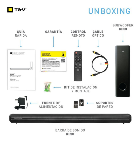 Imagen 4 de 5 de Barra De Sonido Bluetooth Kino Con Subwoofer Hdmi Smart Tv
