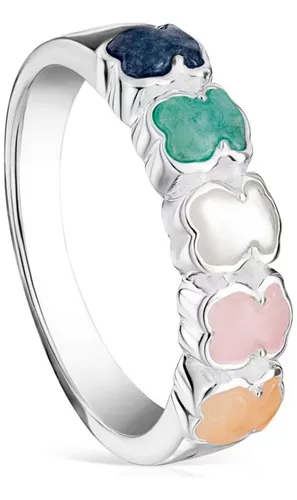 Anillo Tous Mesh Plata Con Gemas Oso Con Bolsa Original Cuotas