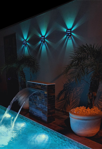8 Arandela Externa Interna + Lente Colorida + 8 Lâmpada Led Estrutura Azul 110v/220v