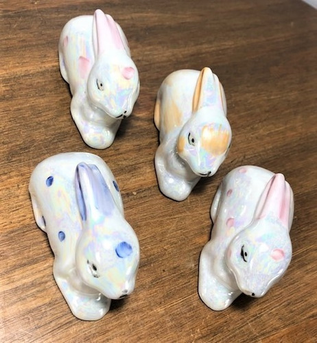 Imagem 7 de 7 de Kit 4 Mini Coelhos Porcelana Pintado A Mão - Páscoa