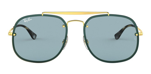 Lentes Sol Ray Ban Metal Cuadrado Oro Azul Lente Clásico