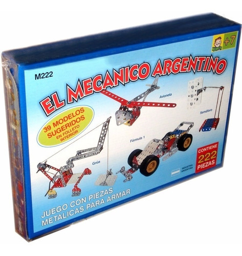 Imagen 3 de 7 de Juego Para Armar Metalico El Mecanico Argentino 222p. Mecano