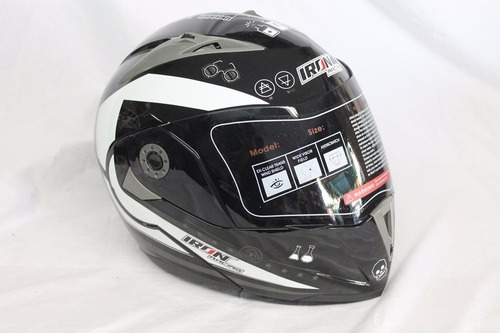 Casco Abatible Iron Racing Doble Mica Dot Taurus Blanco/negr