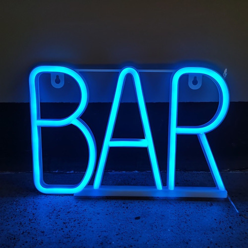 Letrero Bar Negocio Bebidas Led Neón Azul Decoración Miches