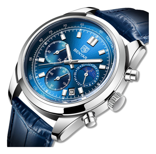 Reloj Pulsera Hombre Impermeable Benyar Reloj De Cuarzo Bisel Azul