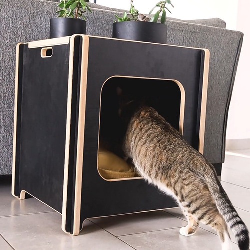 Imagen 2 de 6 de Camita + Rascador Para Gatos / 56x50x50 Mobiliario De Diseño