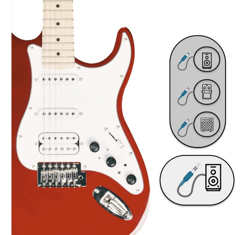 Guitarra Michael Strato Com Efeitos Gms250 Metallic Red