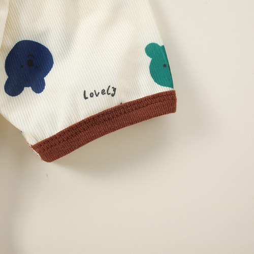 Conjunto Pijama Suave Para Niño 3-7a Con Estampado De Conejo Caqui 5-6 Años