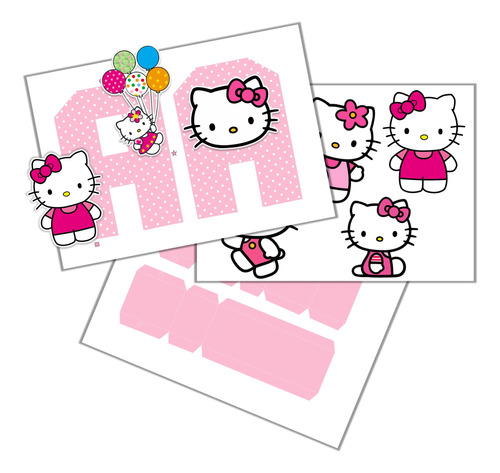Kit Imprimible Letras 3d Editables Hello Kitty