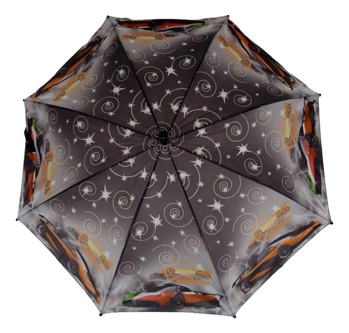 Guarda Chuva Infantil Colorido Estampado Com Apito Cor Preto