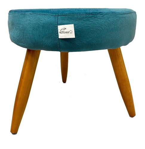 Imagen 2 de 7 de Banco Apoyapiés Puff Con Patas Madera Asiento Tapizado