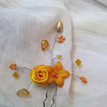 Comprar Novias Civil Madrinas 15 Años Pin Tocado Flores Naranja