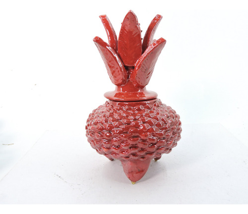 Piña Calabaza Roja Michoacan Artesania Barro Vidriado