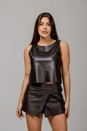 Blusa regata hotsell de couro feminina