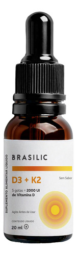 Vitamina D3 Liquida K2 5 Gotas 2000ui De Vitamina D 20ml