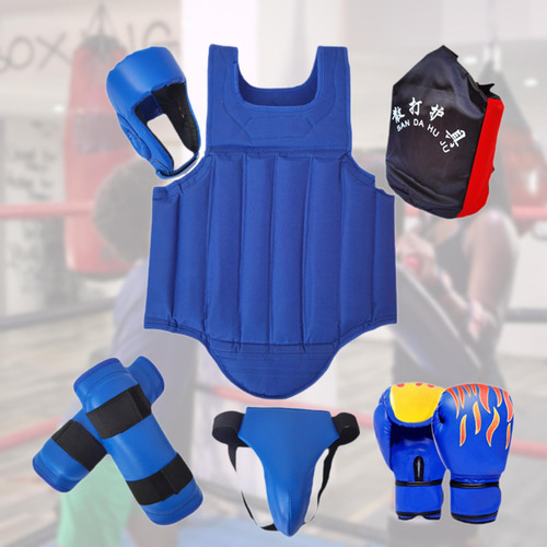 Sanda Gear Set Equipo De Protección De Color Azul L