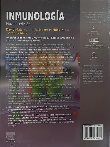 Inmunología, de Male, D. — Peebles Jr., R. — Male, V.., vol. N/A. Editorial Elsevier, tapa blanda, edición 9 en español, 2021