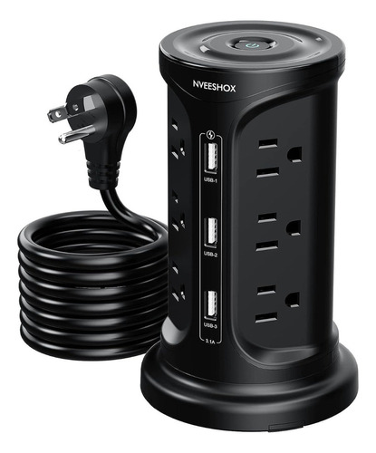 Multicontacto Usb Con 12 Tomas De Ca Y 3 Usb,torre Protector