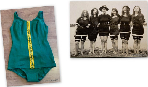 Traje De Baño De Lana Vintage Retro Años 20