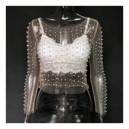 Camisa De Encaje Supertransparente Para Mujer Con Calzoncill