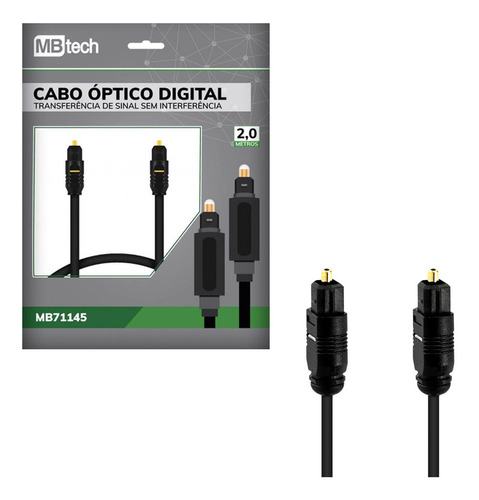 Cabo Optico P/ Audio Digital Profissional 2 Metros Mbtech