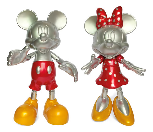 Set De Figuras Articulables  Mickey Y Minnie Platinado