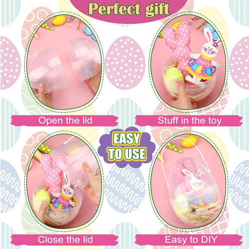 12 Huevos De Pascua De Plástico Transparentes Jumbo, De 8 Pu